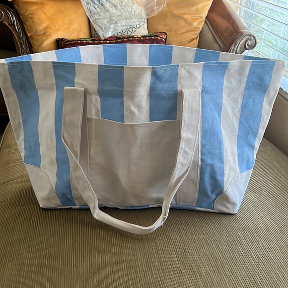 Striped summer large tote bag. - Picture 1 of 9